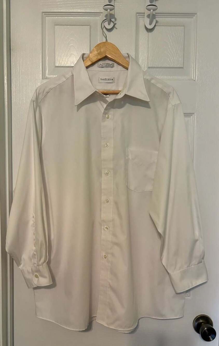 GUC Van Heusen White Pinpoint Oxford Non Iron Dress Shirt 17.5 32/33, XXL